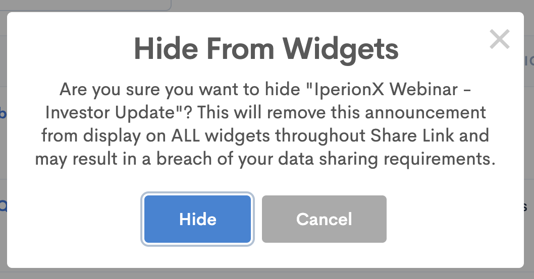 Share Link Hide From Widgets
