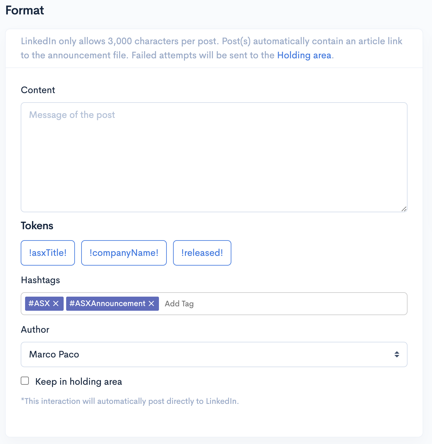 Share Link LinkedIn Form