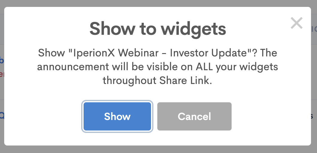 Share Link Show To Widgets
